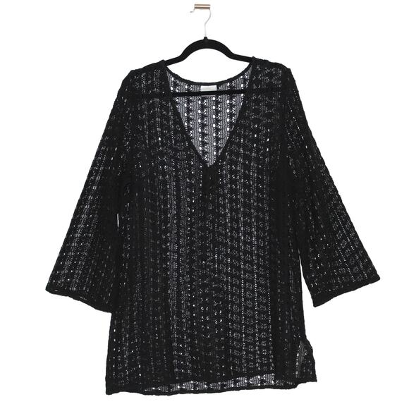 LCW Black Knit Swim Coverup Tunic Dress Size 2XL - Picture 1 of 5